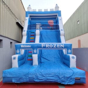 Bouncy castle for rent: Vibrant inflatable structure with children happily playing inside under the sun.