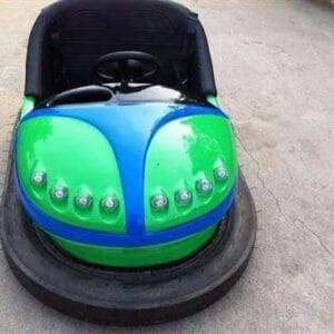 Bumper car rental setup at a party by Bouncy Fun Events.